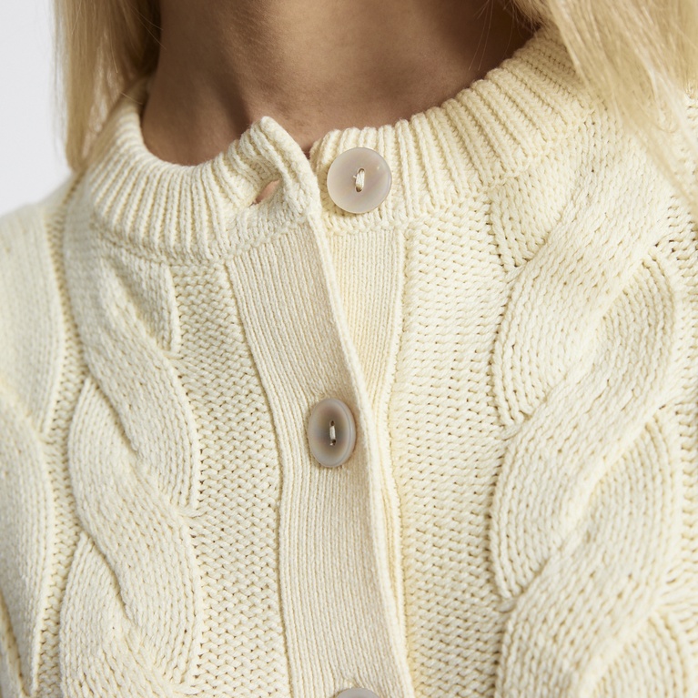 Cable knit cardigan "Viveka" Light Yellow